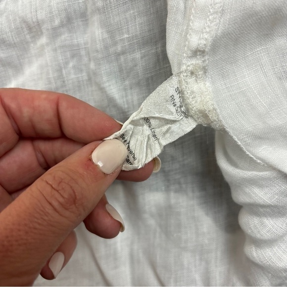 CABI Women’s White Cap Sleeve Linen Button Down Shirt style #389 size: Medium - Picture 10 of 10